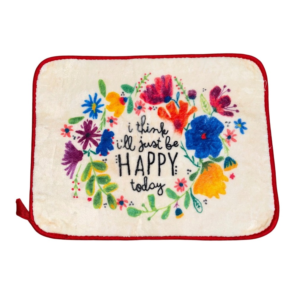 Natural Life Bath Mat Unisex OS Cream Excellent Happy Today Floral Plush Rug
